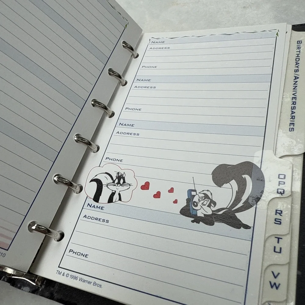 Stationary 90s Looney Tunes Bugs Bunny Telephone Address Book Day Runner Vintage